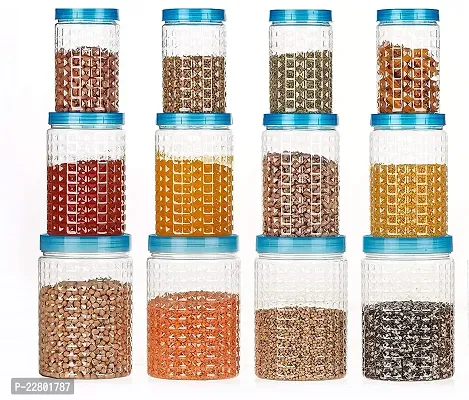 EXPLOSIVE SWARA FASHION New Crystal Design Premium Plastic Jar Kitchen Storage Containers Combo Grocery Dabba Box Sets for Home  Kitchen (Set of 12, Blue)-thumb0