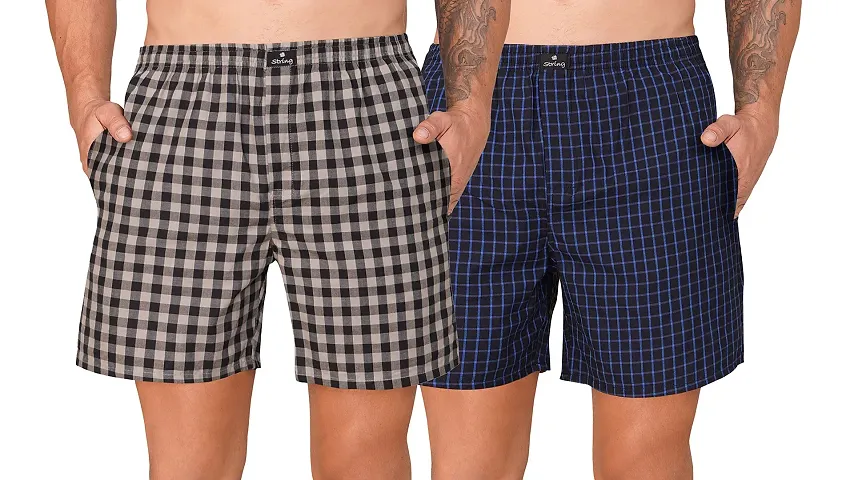 Mens Boxer Short/Boxer Side Pocket Checks 0104Small