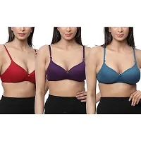 Women Cotton Lace Lightly Padded Bra, Pack of 4 Combo, Multicolor-thumb1