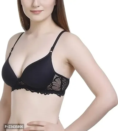 Women Cotton Lace Lightly Padded Bra, Pack of 4 Combo, Multicolor-thumb0