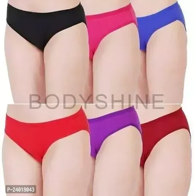 Elegant Cotton Solid Panties For Women- Pack Of 6