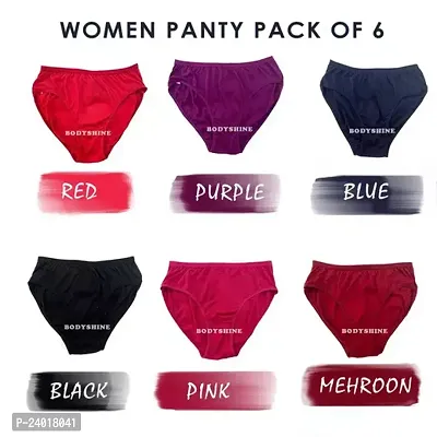 Elegant Cotton Solid Panties For Women- Pack Of 6-thumb0