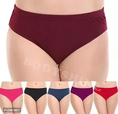 Elegant Cotton Solid Panties For Women- Pack Of 6-thumb0