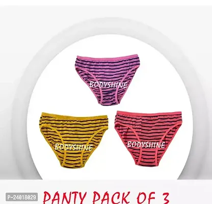 Elegant Cotton Striped Panties For Women- Pack Of 3