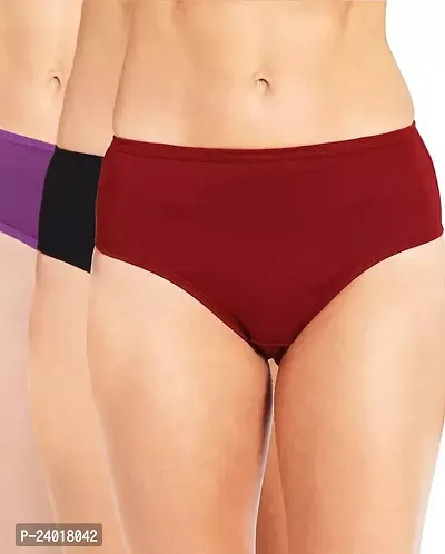 Elegant Cotton Solid Panties For Women- Pack Of 3-thumb0