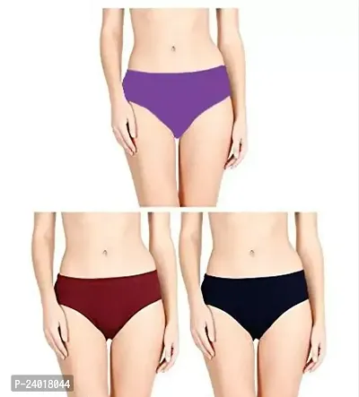 Elegant Cotton Solid Panties For Women- Pack Of 3