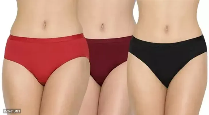 Elegant Cotton Solid Panties For Women- Pack Of 3-thumb0