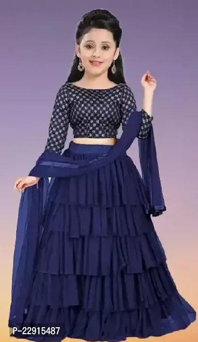 Alluring Blue Net Lehenga Cholis For Girls-thumb0