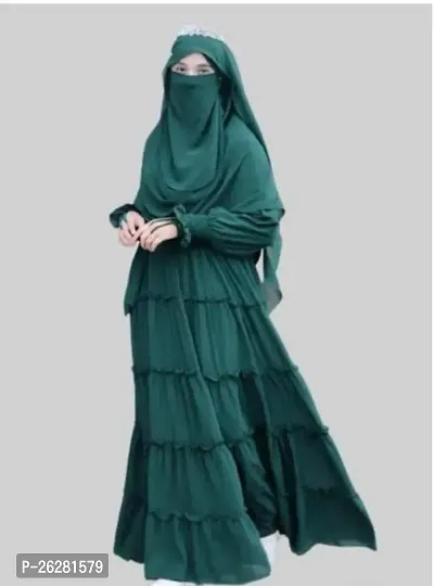 Contemporary Green Firdous Solid Abaya For Women-thumb0