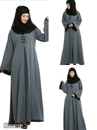 Contemporary Grey Firdous Solid Abaya For Women
