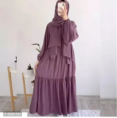 Contemporary Purple Firdous Solid Abaya For Women-thumb0