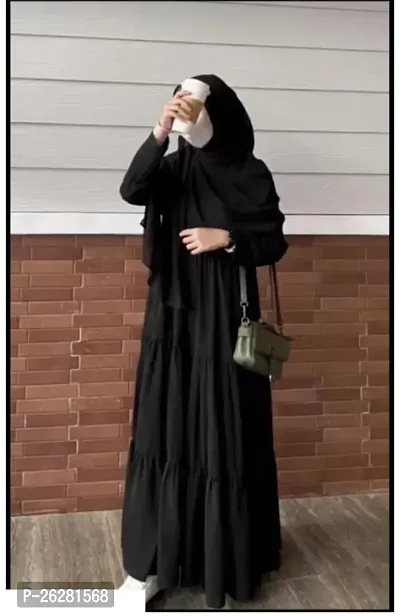 Contemporary Black Firdous Solid Abaya For Women