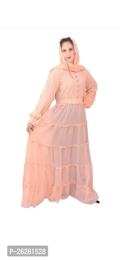 Contemporary Pink Firdous Solid Abaya For Women-thumb0
