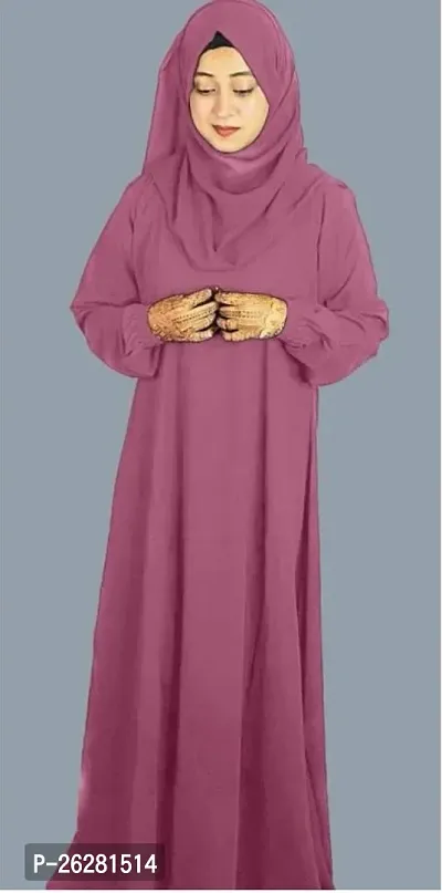 Contemporary Pink Firdous Solid Abaya For Women-thumb0