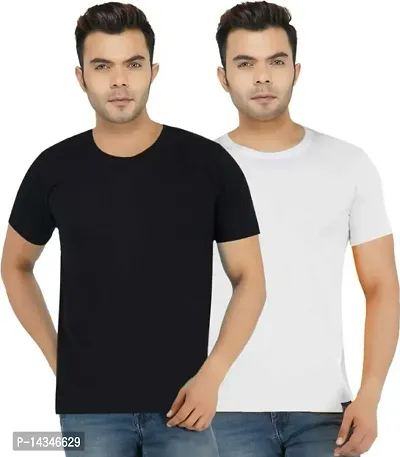 Stylish Fancy Cotton Solid T-Shirts Combo For Men Pack Of 2