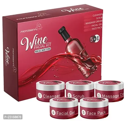 Professional Feel Red Wine Facial Kit, Instant Glow Beauty Facial Kit Pro Active- 250 Gm, Set Of 5