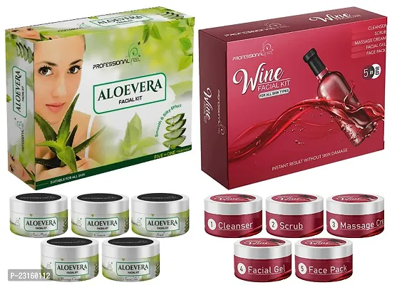 Professional Feel Red Wine And Aloe Vera Facial Kit -Set Of 5 -2 X 250 G