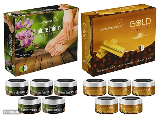 Professional Feel Gold And Manicure Pedicure Facial Kit, Combo For All Type Skin, Instant Result Without Damage Skin -Set Of 5 -2 X 250 G-thumb0