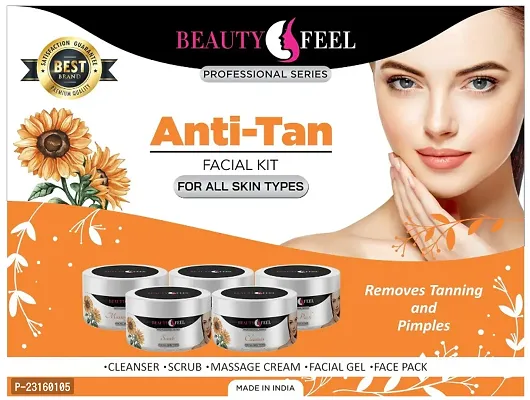 Beauty Feel Anti Tan Facial Kit With Face Massager For Facial-Set Of 6 275 Gm -De Tan Facial Kit