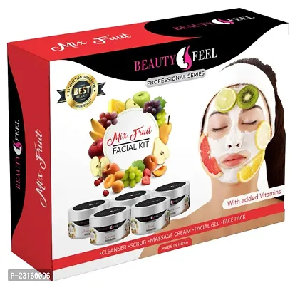 Beauty Feel Mix Fruit Facial Kit, Way To Use Facial Kit, Fairness, Whitening Skin, Skin Glow Instant Result Without Damage Skin -Set 5 275 G