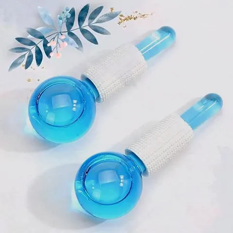 TAURPIUS Facial Ice Globe for Face  Eye Puffiness Relief, Cooling crystal roller ball with Handle, facial massage tools for face and neck (Multi-colour, 2 Pic)