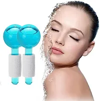 TAURPIUS Facial Ice Globe for Face  Eye Puffiness Relief, Cooling crystal roller ball with Handle, facial massage tools for face and neck (Multi-colour, 2 Pic)-thumb1