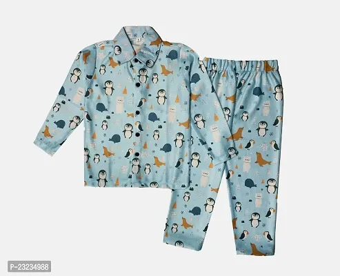 SHAUNIK PARTHAV Enterprise Boy's  Girl's Cotton Printed Night Suit Pack of 1 (4-5 Years, Blue)