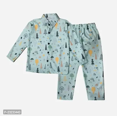 SHAUNIK PARTHAV Enterprise Boy's  Girl's Cotton Printed Night Suit Pack of 1 (2-3 Years, Green)