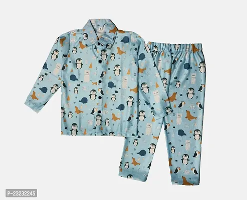 SHAUNIK PARTHAV Enterprise Boy's  Girl's Cotton Printed Night Suit Pack of 1 (3-4 Years, Blue)