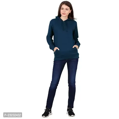 KALANABH Sweatshirt for Women, Cotton Blend Full Sleeves Sweatshirt for Women Stylish Latest Winterwear with Neck Hoodies (S, Yale Blue)-thumb3