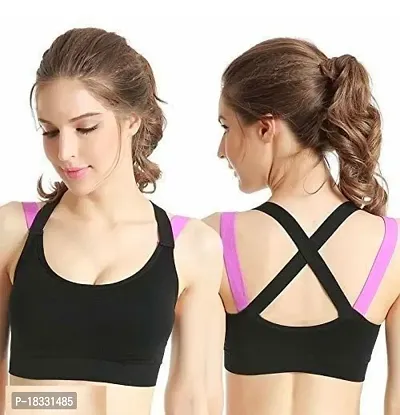 Stylish Fancy Cotton Blend Solid Lightly Padded Sports Bras For Women Pack Of 1