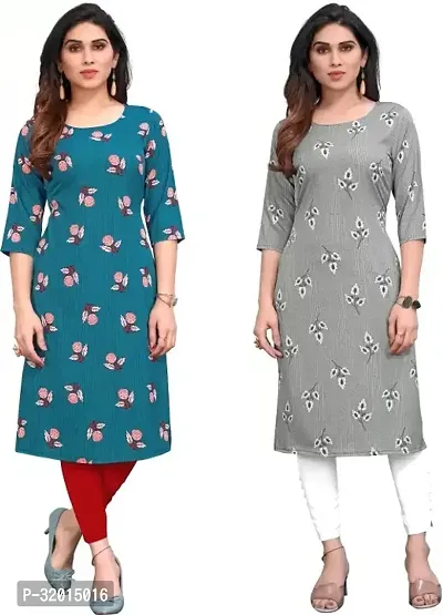 Beautiful Cotton Blend Printed Kurta Pant And Dupatta Set For Women Pack of 2