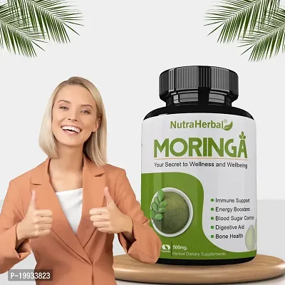 NutraHerbal Moringa Capsules Essential Nutrition -Pack of 60 Veg Capsules 500mg-thumb0