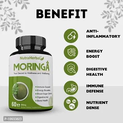 NutraHerbal Moringa Capsules Essential Nutrition -Pack of 60 Veg Capsules 500mg-thumb2