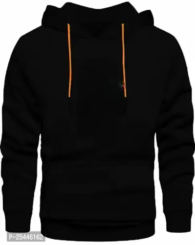 Trendy Black Cotton Solid Hooded Sweatshirt For Men