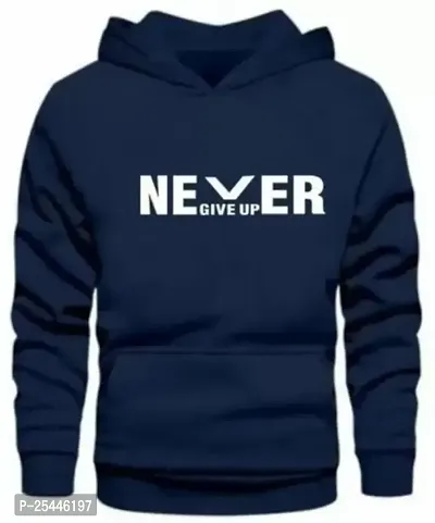 Trendy Blue Cotton Solid Hooded Sweatshirt For Men