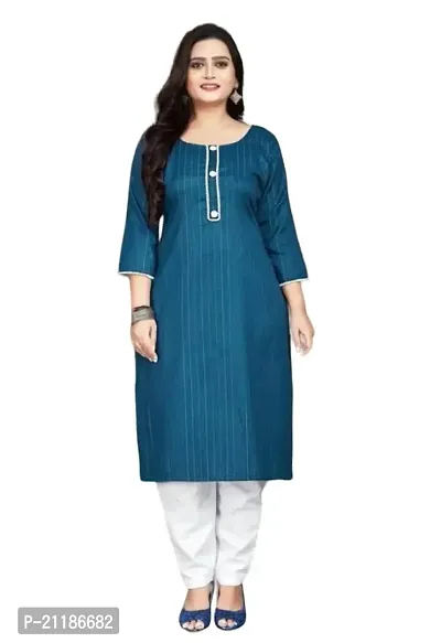 Durolane Women's Zari Work Rayon Ethnic Wear 3/4 Sleeve Round Neck Latest Kurti (D_S_M_23062047)