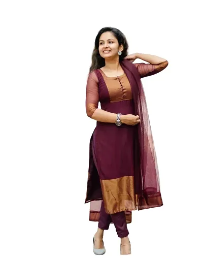 Stylish Georgette Straight Zari Work Kurta Set