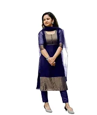 Durolane Women's Zari Work Georgette Chiffon Ethnic Wear 3/4 Sleeve Round Neck Latest Kurti Set (D_S_M_23062032)-thumb4