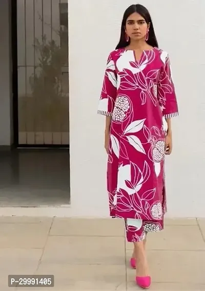 Elegant Pink Rayon Printed Straight Kurta Bottom Set For Women-thumb0