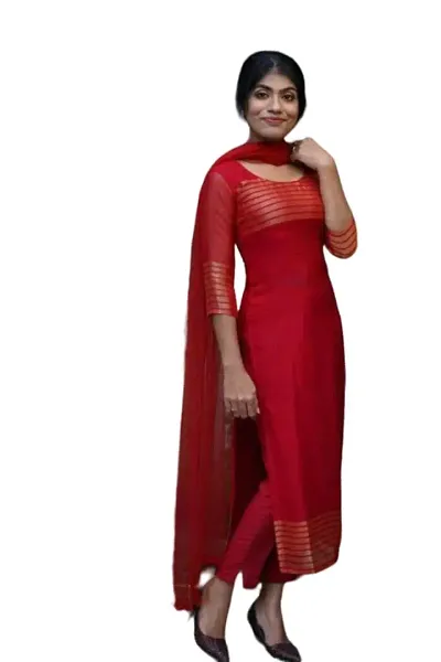 Stylish Georgette Straight Zari Work Kurta Set