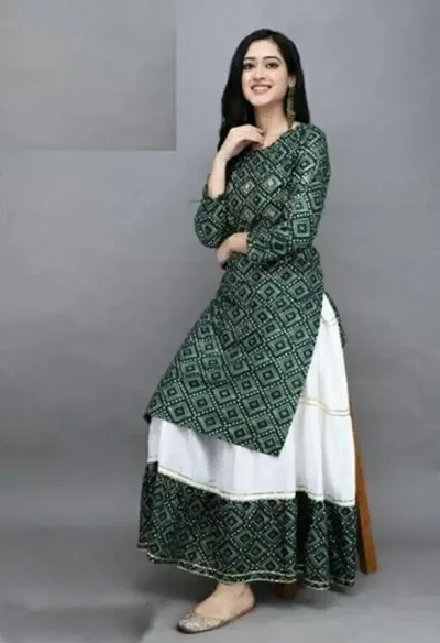 Stylish Fancy Rayon Kurta With Bottom Wear Set For Women