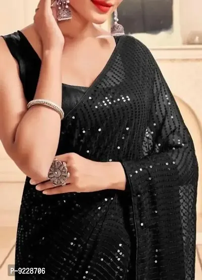 Stylish Black Georgette Sarees For Women-thumb3