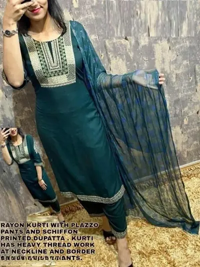 Fancy Rayon Straight Kurta Set