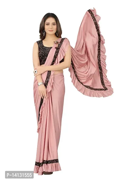 Stylish Fancy Lycra Saree With Blouse Piece For Women-thumb0