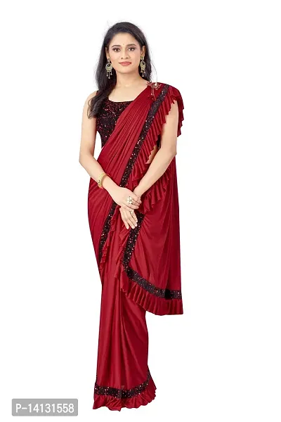 Stylish Fancy Lycra Saree With Blouse Piece For Women-thumb0