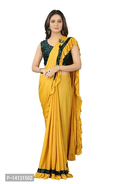 Stylish Fancy Lycra Saree With Blouse Piece For Women-thumb0