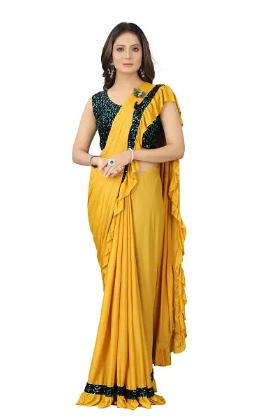 Stylish Fancy Lycra Saree With Blouse Piece For Women