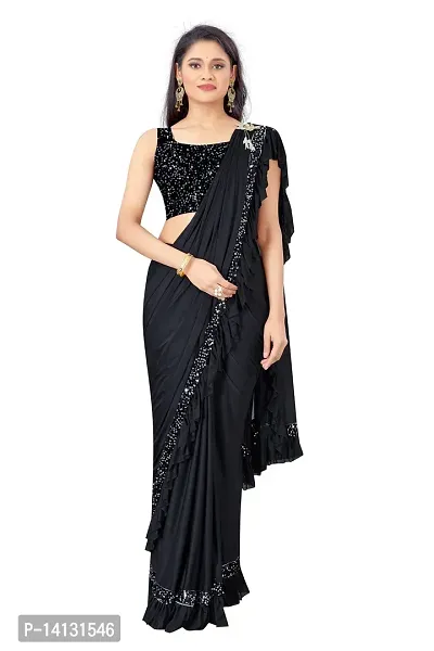 Stylish Fancy Lycra Saree With Blouse Piece For Women-thumb0