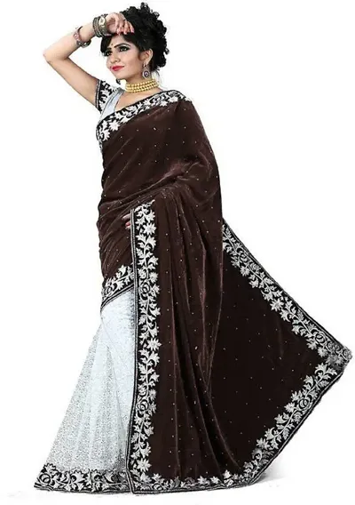 Hot Selling Velvet Saree with Blouse piece 